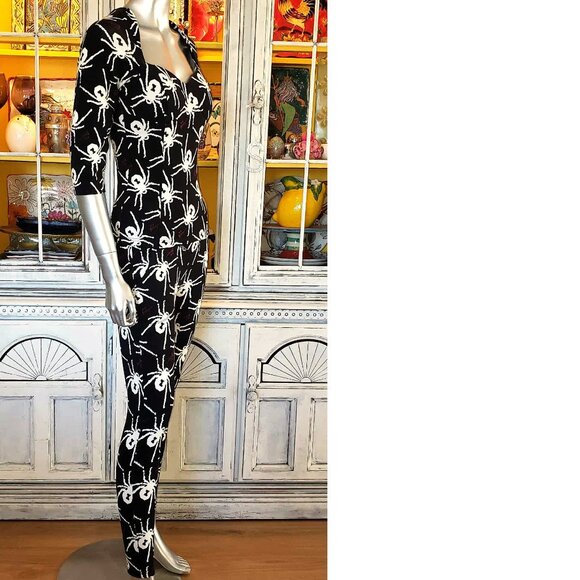 Betsey Johnson LTD Black Widow Spider Dress Top Leggings Pants Set Size S Y2K - Picture 7 of 16